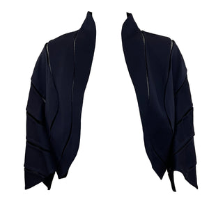 Chado Ralph Rucci Blue Wool Cropped Bolero Jacket FRONT 1 of 4
