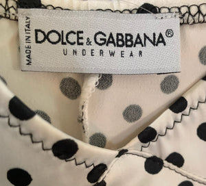 Dolce and Gabbana 2000s White and Black Polka Dot Slip Dress LABEL 5of 5