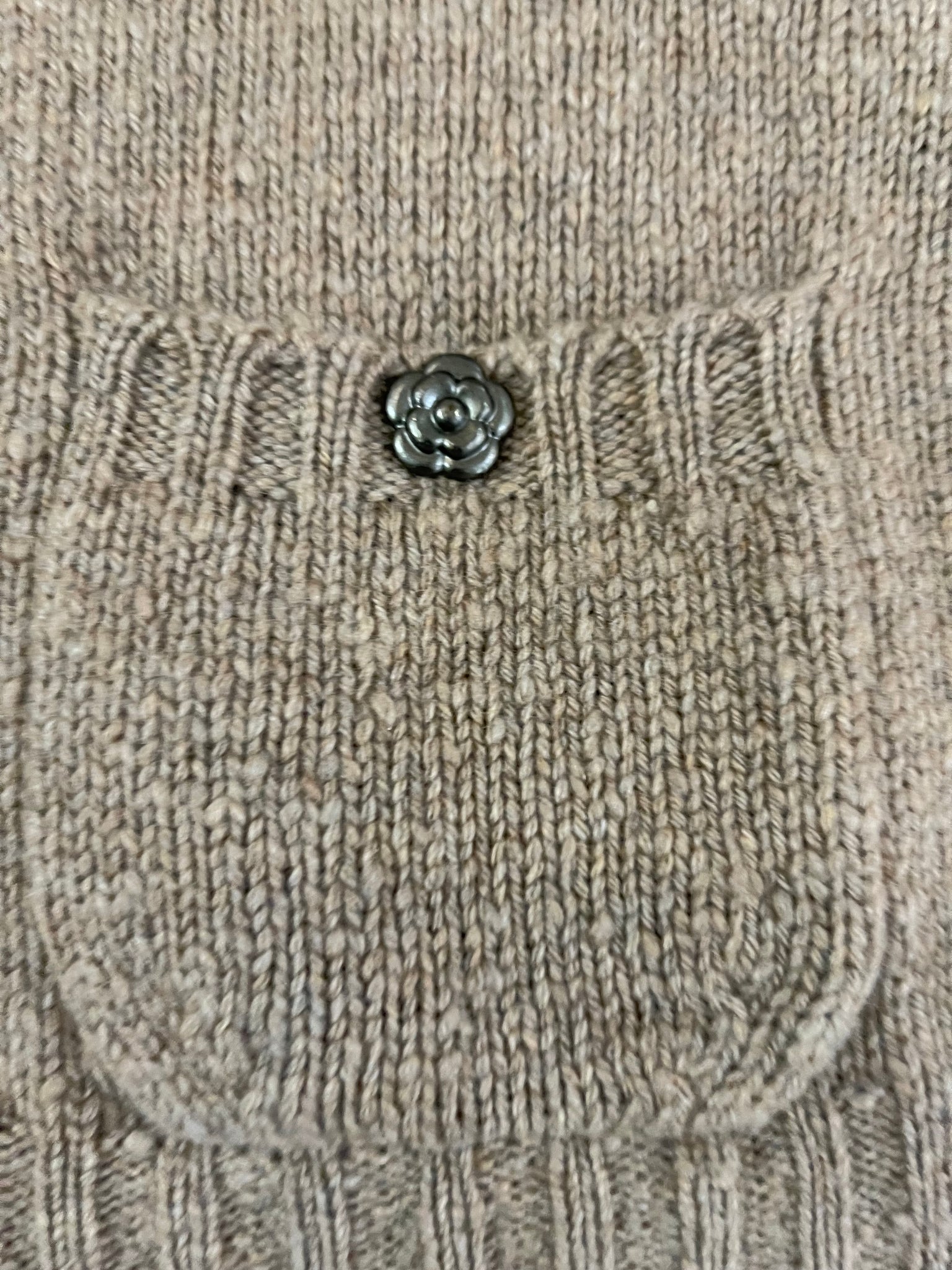 Chanel  Oatmeal Cashmere Cardigan Sweater POCKET DETAIL 4 of 5