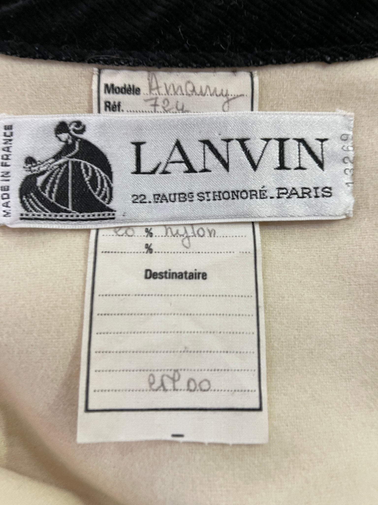 Lanvin Couture 80s Ivory Wool Jacket with Soutache LABEL 5 of 5