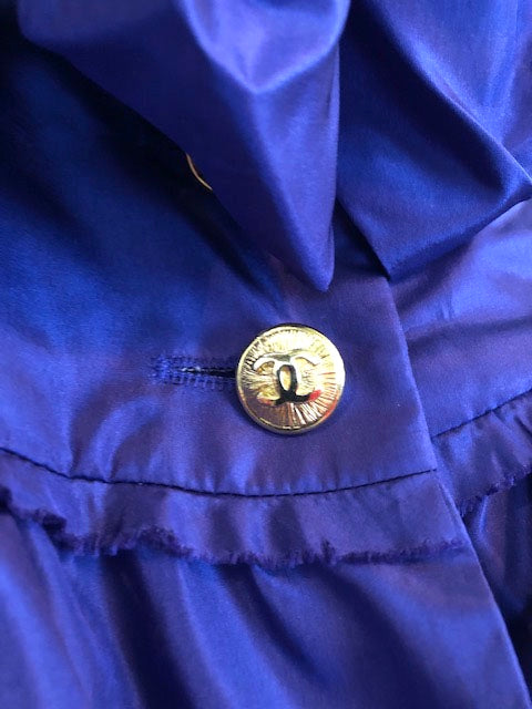 Chanel Contemporary Purple Taffeta Evening Coat with Oversize Bow Button 6 of 8