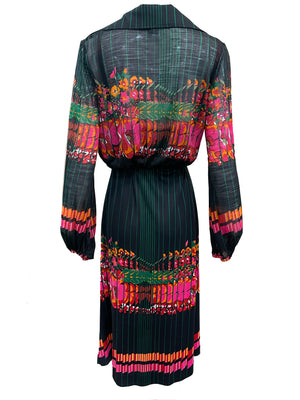Frank Usher 70s  Graphic Print Dress with Over Blouse ENSEMBLE BACK2 of 8