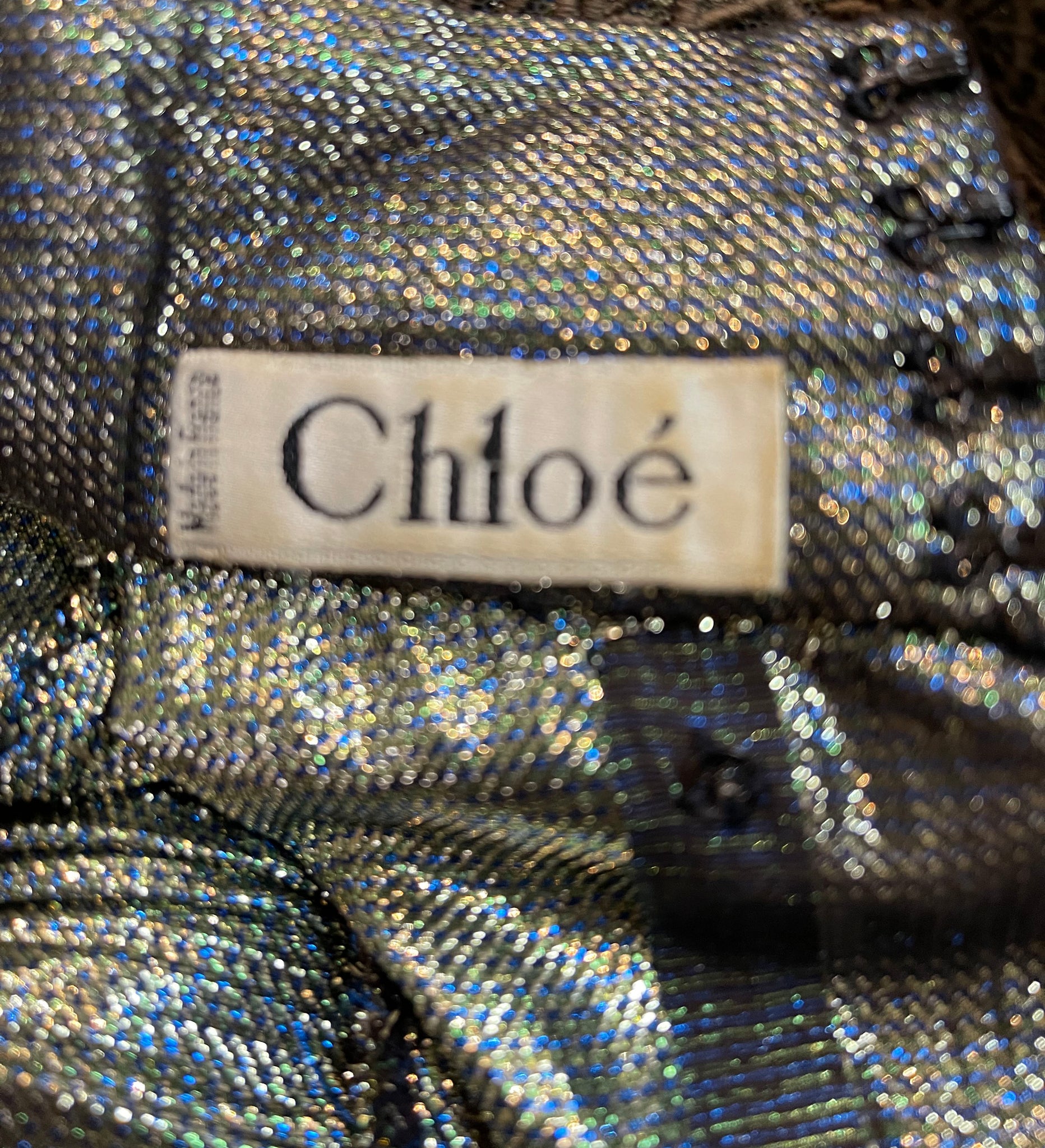Chloe Early 1980s Metallic Neo Victorian Dress LABEL 7 of 7