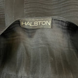 Halston 70s  Black Silk Taffeta Jacquard Wrap Dress LABEL 4 of 4