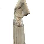 Edwardian Ivory Chiffon Dress with Beautiful Embroidery, side