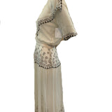 Edwardian Ivory Chiffon Dress with Beautiful Embroidery, side