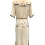 Edwardian Ivory Chiffon Dress with Beautiful Embroidery, back