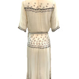 Edwardian Ivory Chiffon Dress with Beautiful Embroidery, back