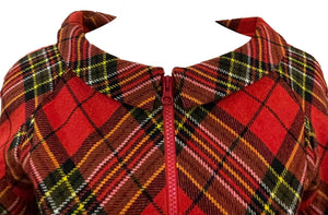 Junya Watanabe for Comme Des Garcons Red Plaid Wool Bodysuit COLLAR 3 of 5