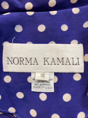 Norma Kamali 80s Purple Polka Dot Retro Dress LABEL 6 of 6