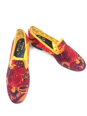 Shipton and Heneage  Bespoke Red and Gold Slippers size 6 3 of 5 