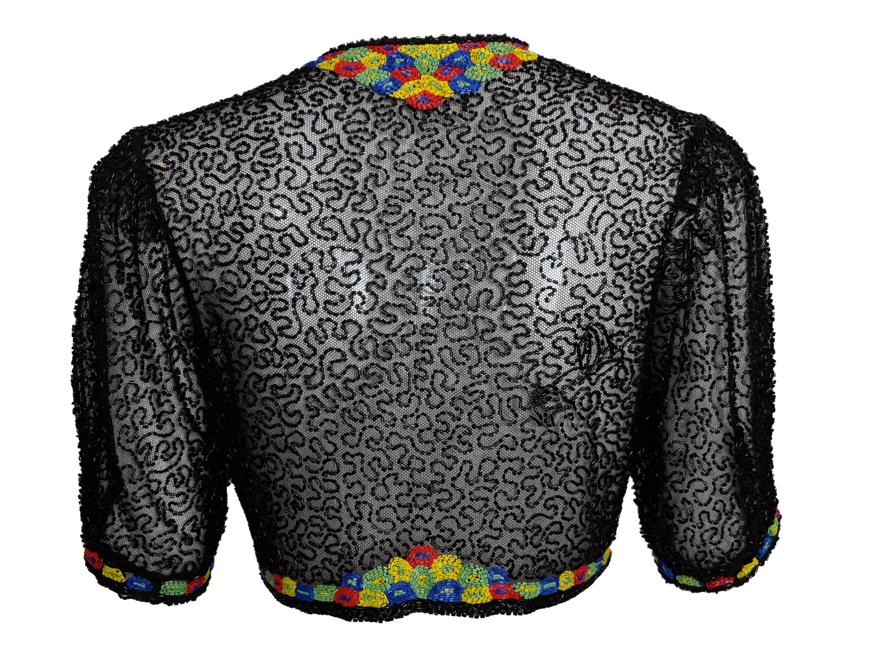 30s Black Net Deco Beaded Bolero BACK 2 of 4