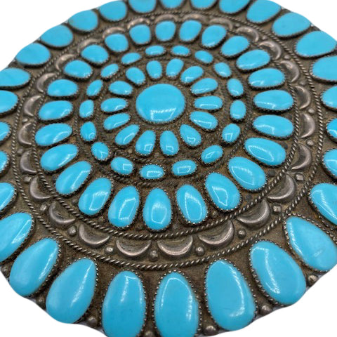 Giant Navajo Turquoise Brooch/Medallion Detail 2 of 3