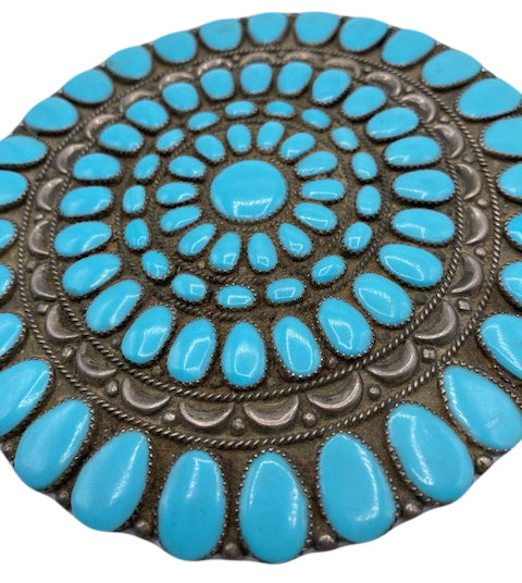 Giant Navajo Turquoise Brooch/Medallion Detail 2 of 3