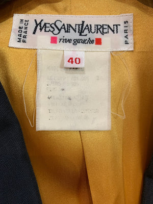 YSL Rive Gauche 1990s Yellow Jacquard Tuxedo Jacket with Peaked Lapel LABEL 7 of 7