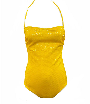 La Perla Early 2000s Yellow Sequin Swimsuit FRONT 1 of 6