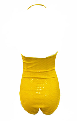 La Perla Early 2000s Yellow Sequin Swimsuit BACK 2 of 6