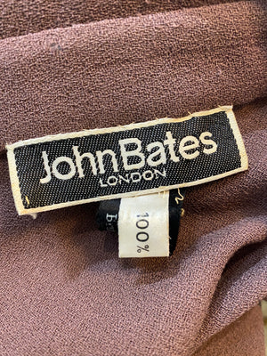 John Bates 70s Mauve Moss Crepe Swing Jacket/Blouse LABEL 4 of 4
