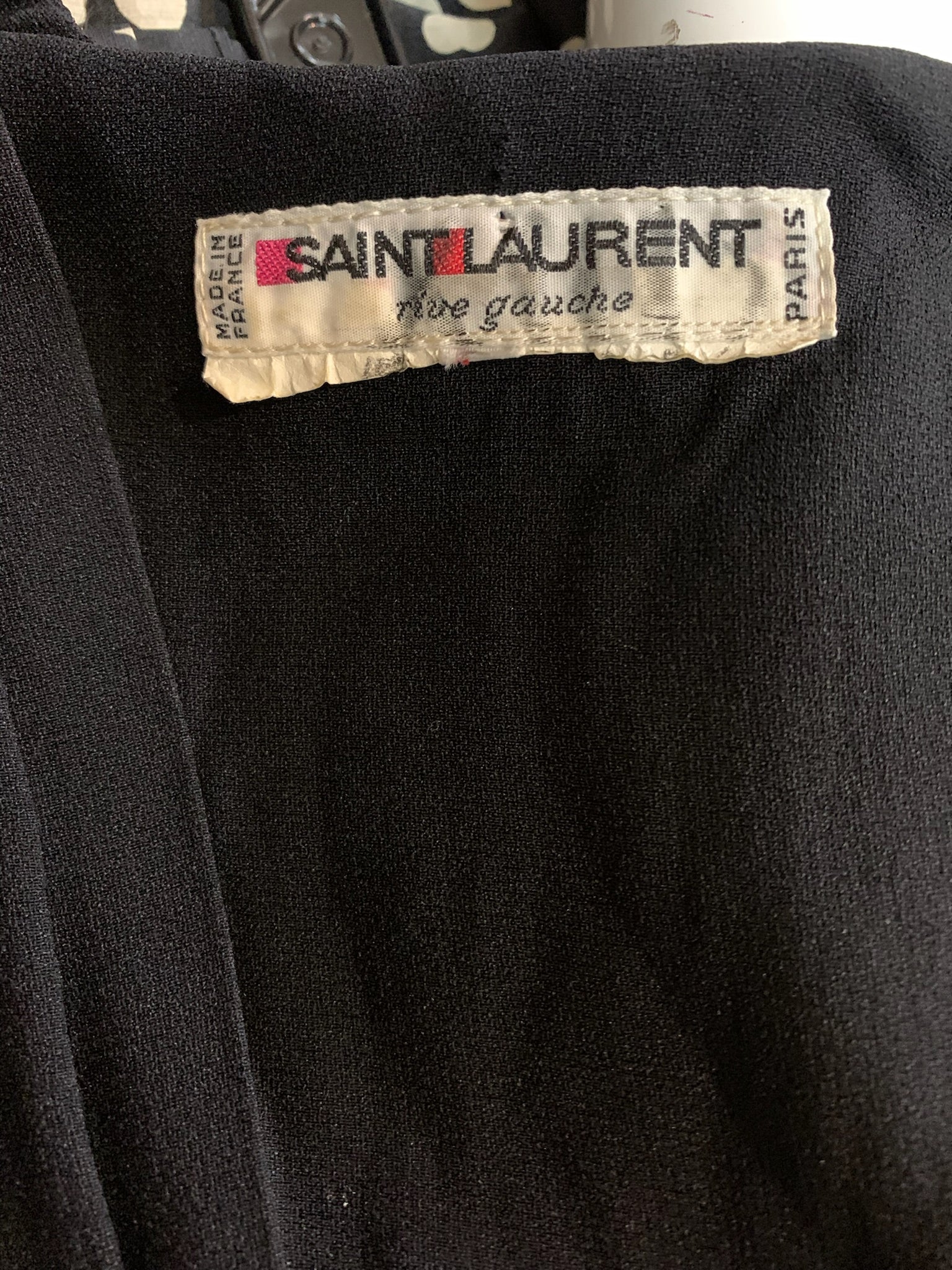  YSL Rive Gauche 80s Black Cocktail  Dress with Rhinestones LABEL 5 of 5
