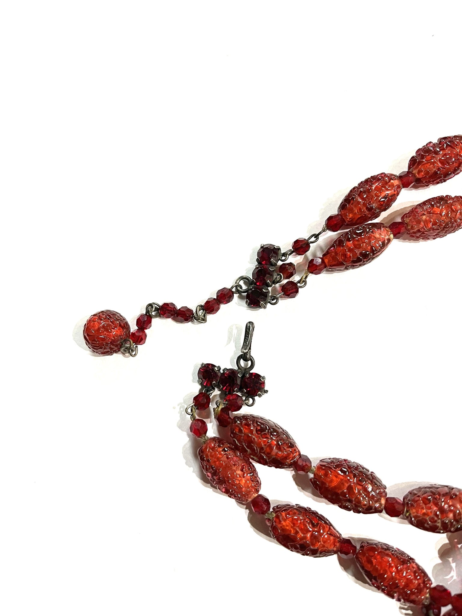 60s Ornate Red Venetian Glass Collar CLASP 2 of 3