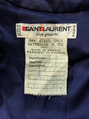 YSL Rive Gauche Blue Satin Backed Crepe 70s Look Maxi Dress LABEL 5 of 5