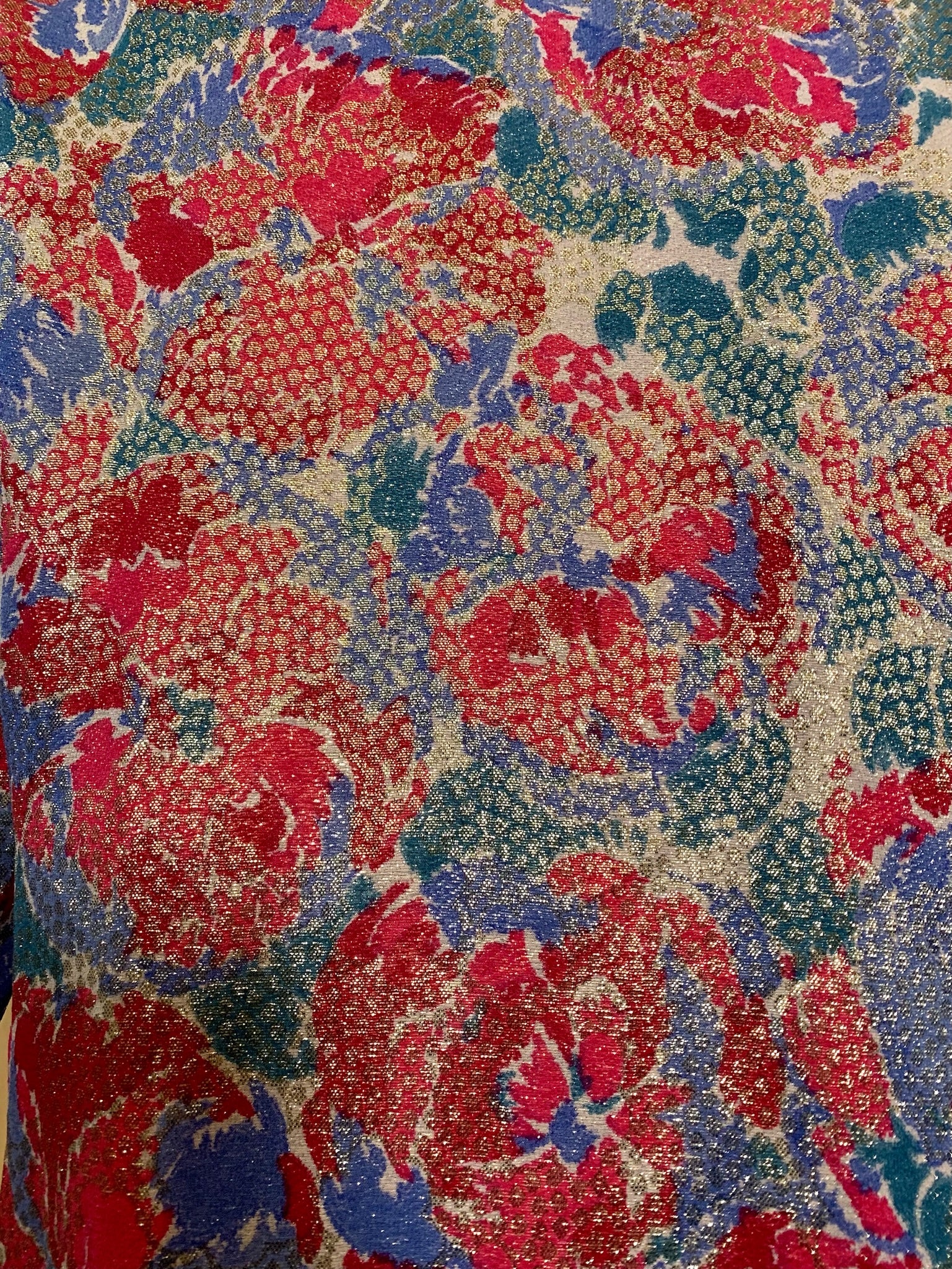 Norman Norell 60s Floral Lame Pantsuit Ensemble DETAIL 7 of 8