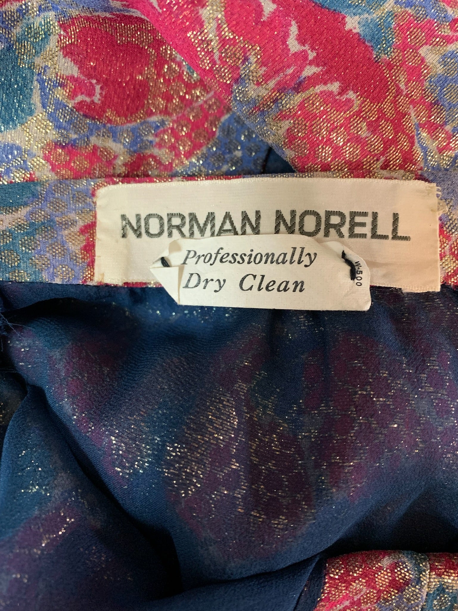 Norman Norell 60s Floral Lame Pantsuit Ensemble LABEL 8 of 8