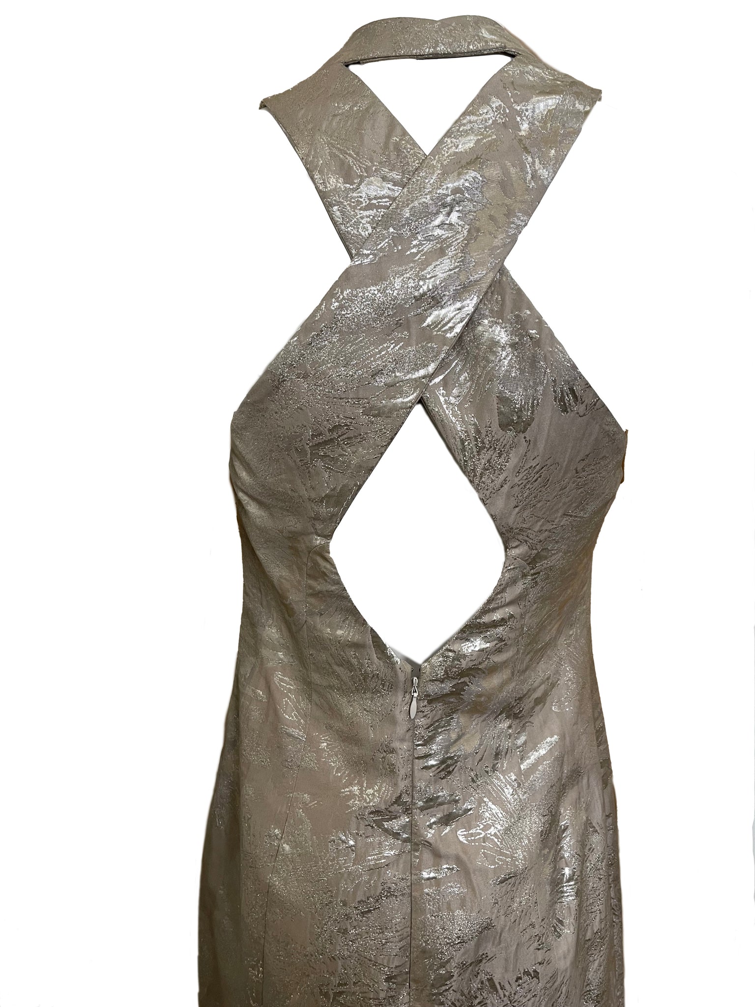 Vivienne Westwood 90s Silver Brocade Mini Dress DETAIL 3 of 5