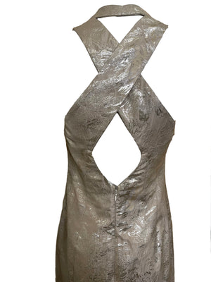 Vivienne Westwood 90s Silver Brocade Mini Dress DETAIL 3 of 5