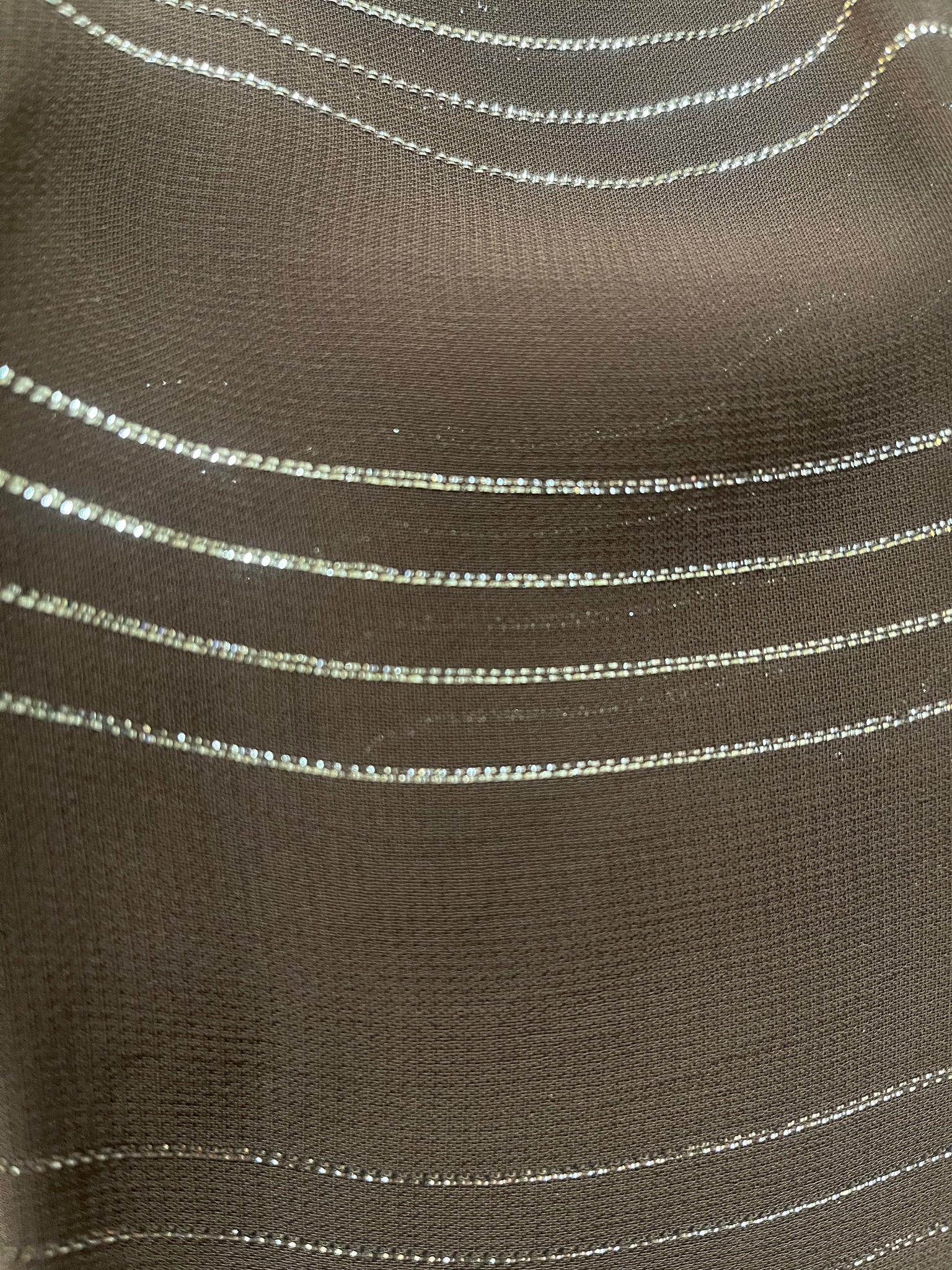 Norell Tassell 70 Chocolate Brown Silk Striped Dress DETAIL 4 of 5