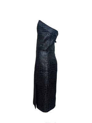Patrick Kelly 80s Embossed Crocodile Strapless Bodycon Dress SIDE 2 of 5