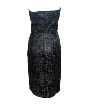Patrick Kelly 80s Embossed Crocodile Strapless Bodycon Dress BACK 3 of 5