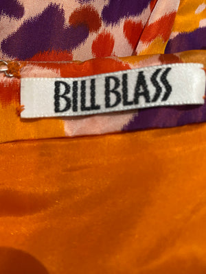 80s Bill Blass Purple & Orange Abstract Mini Dress, lebrl