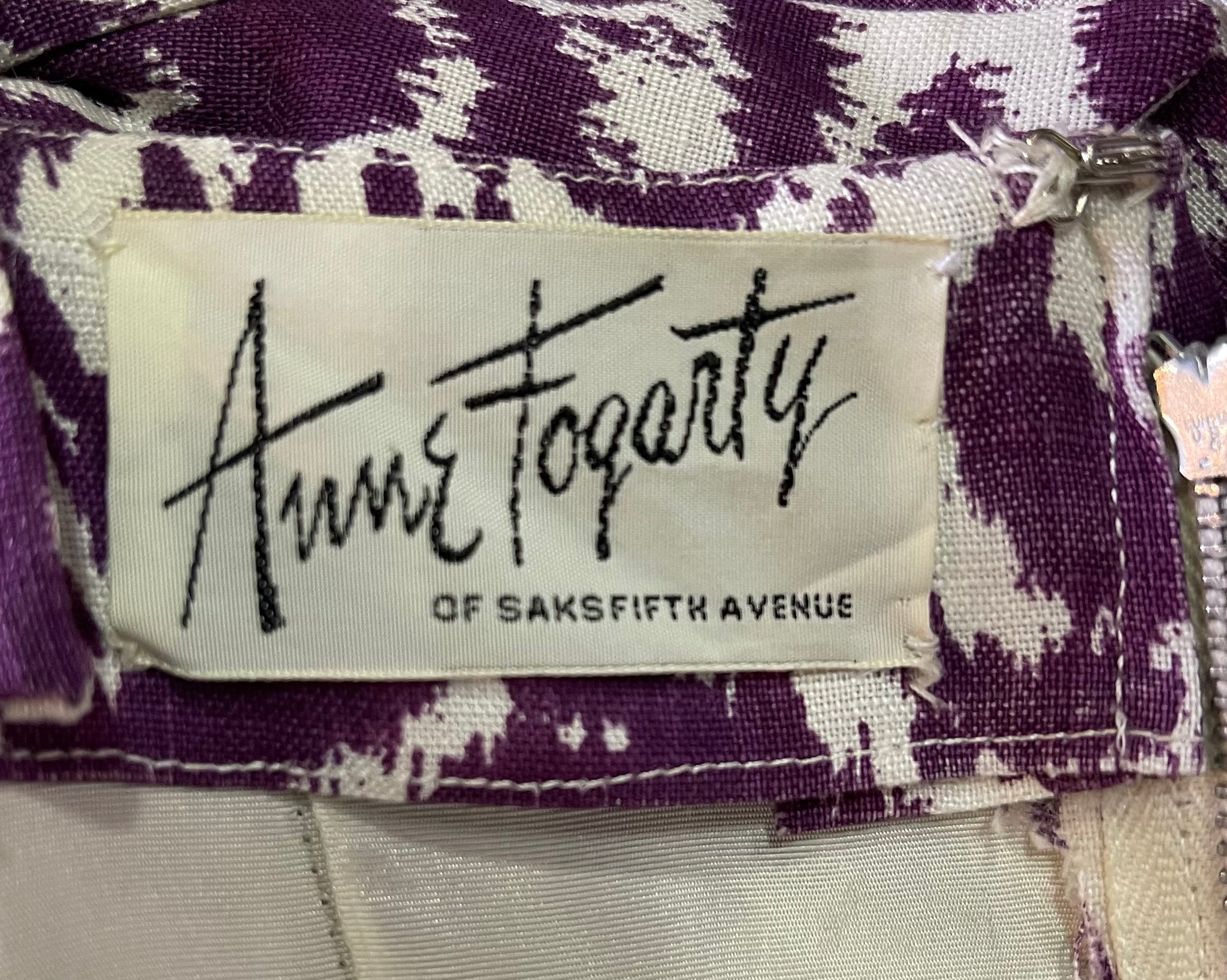  Anne Fogarty 50s Sexy Sheath Dress with Shibori Print , label