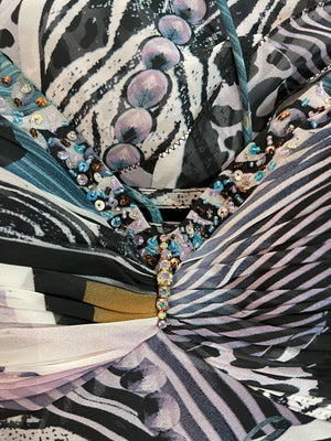 Diane Freis Print Chiffon Party Dress with Matching Stole. DETAIL 5 of 7