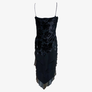 90s Black Cut Velvet Dress with Sparkle Back 3 of 4