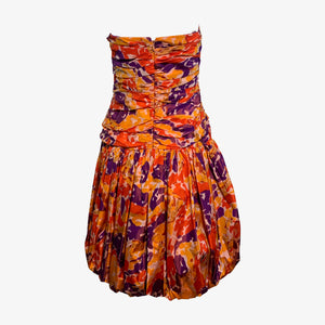 80s Bill Blass Purple & Orange Abstract Mini Dress, back 2