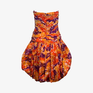 80s Bill Blass Purple & Orange Abstract Mini Dress, back