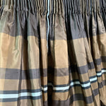 Geoffrey Beene 90s Brown Taffeta and Lace Tartan Cocktail Dress  PLEAT DETAIL 6 of 7