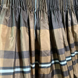 Geoffrey Beene 90s Brown Taffeta and Lace Tartan Cocktail Dress  PLEAT DETAIL 6 of 7