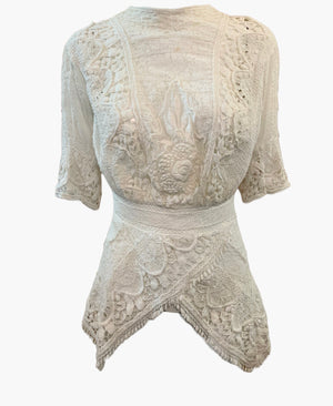  Incredible Edwardian White Blouse with Intricate Hand Done Embroidery and Lace FRONT 1 of 6