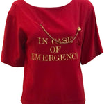 Moschino 80s Fire Engine Red In Case of Emergency Blouse FRONT 1 of 6