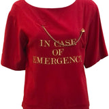 Moschino 80s Fire Engine Red In Case of Emergency Blouse FRONT 1 of 6