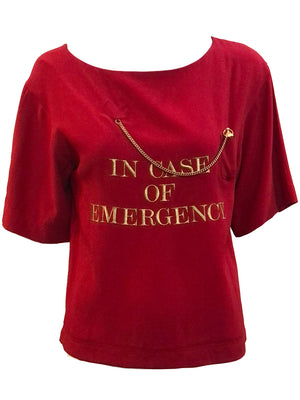Moschino 80s Fire Engine Red In Case of Emergency Blouse FRONT 1 of 6