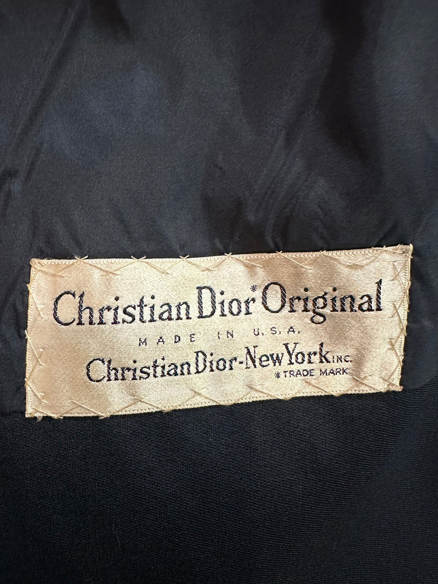 50s Christian Dior New York Original Black Open Front Coat, label 2