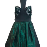 James Galanos 80s Emerald Green Taffeta and Lace Party Dress FRONT 1 of 6