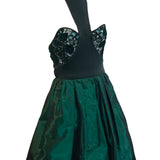 James Galanos 80s Emerald Green Taffeta and Lace Party Dress ANGLE 2 of 6