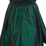 James Galanos 80s Emerald Green Taffeta and Lace Party Dress BACK 3 of 6