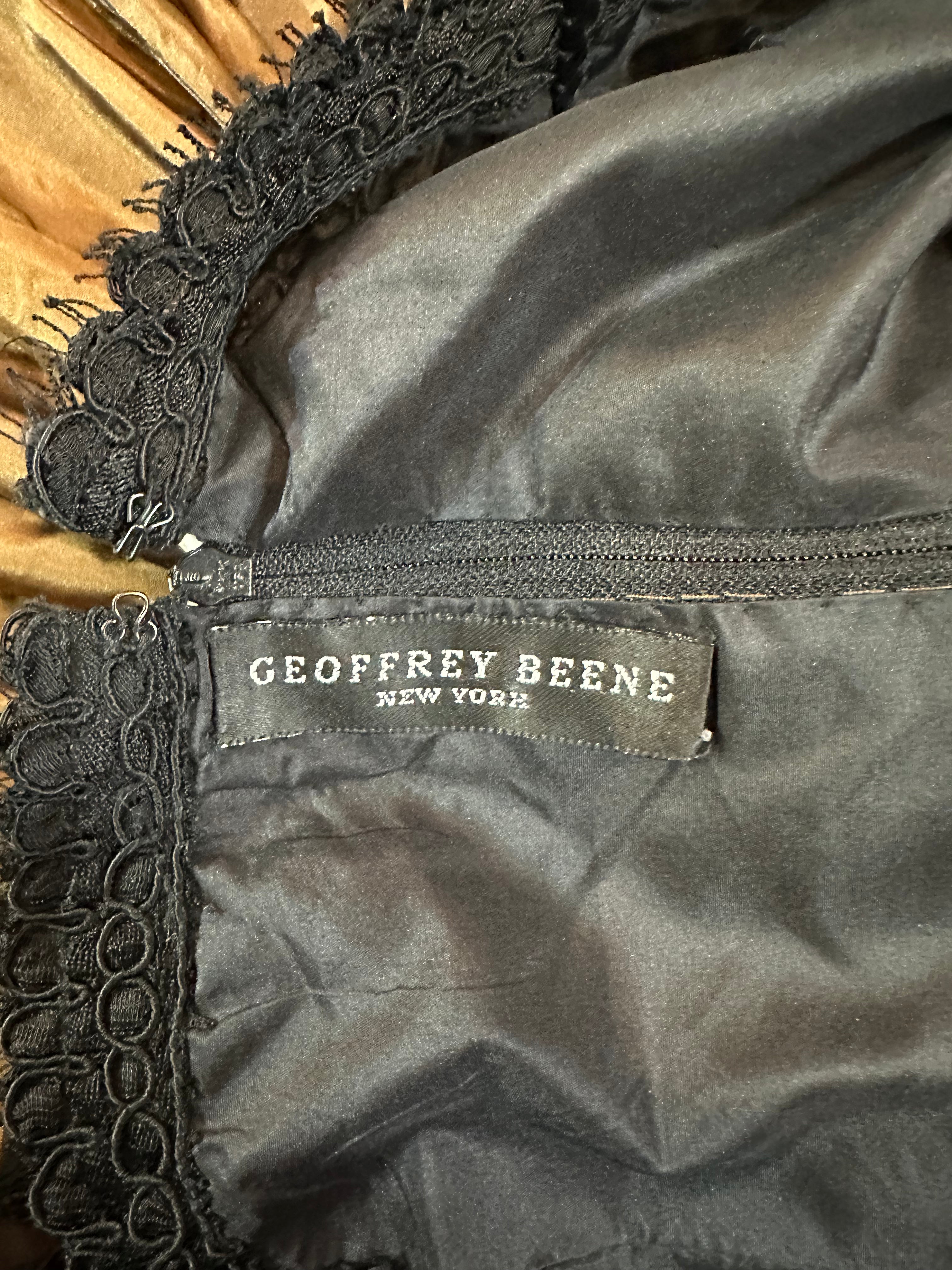 Geoffrey Beene 90s Brown Taffeta and Lace Tartan Cocktail Dress LABEL 7 of 7