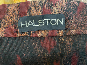  Iconic Halston 70s Brown Print Twill Wrap Dress LABEL 5 of 5